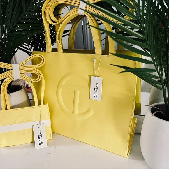 🌈NWT TELFAR margarine yellow small shopping bag tote